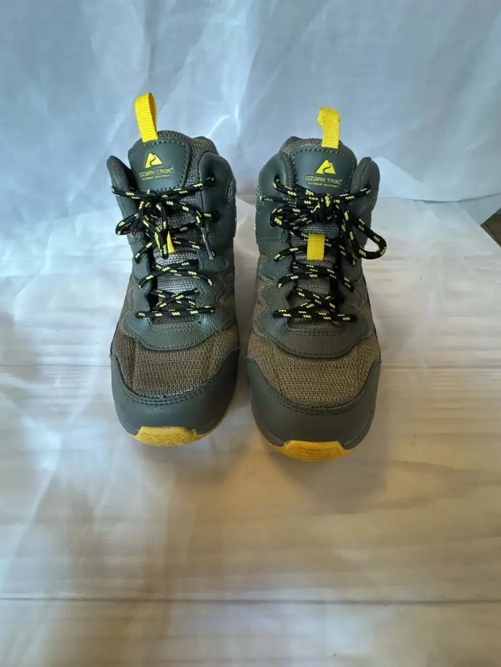 Ozark Trail Boys Hiking Boots Olive Green and Yellow
